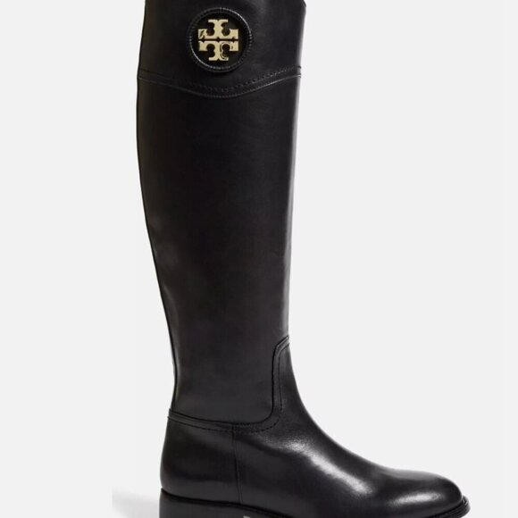 Tory Burch Ashlynn Black LeatherKnee High Riding Boots 7.5M